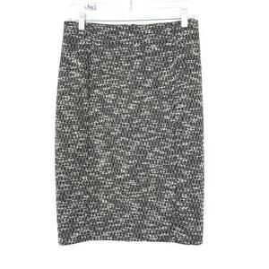 Ann Taylor Knit Pencil Skirt Womens Size 4 Pull On Waist Marled Black Gray